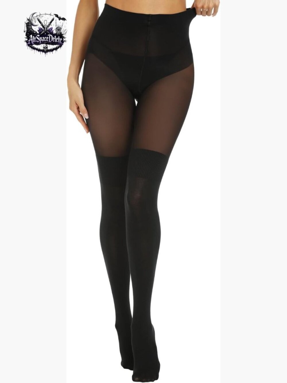 One Size Faux Thigh High Tights Opaque Mock Over Knee Stockings High Waist